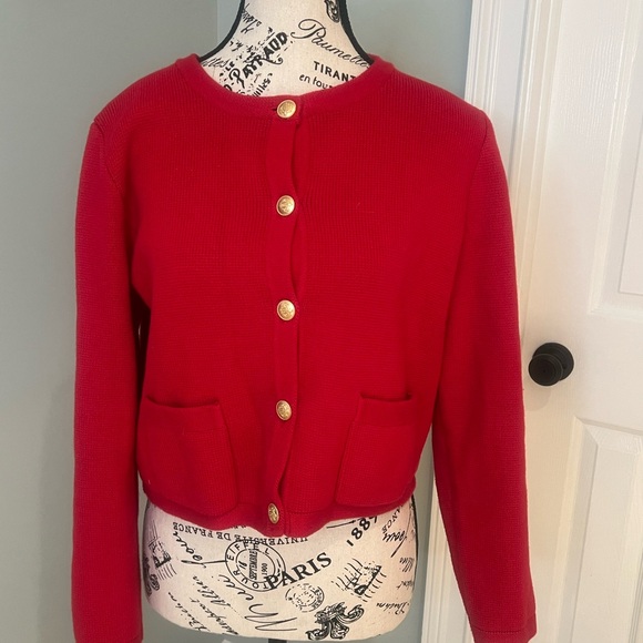 J.Crew Emilie Patch-pocket Sweater Lady Jacket | Red | Size S | Like New - Picture 11 of 15